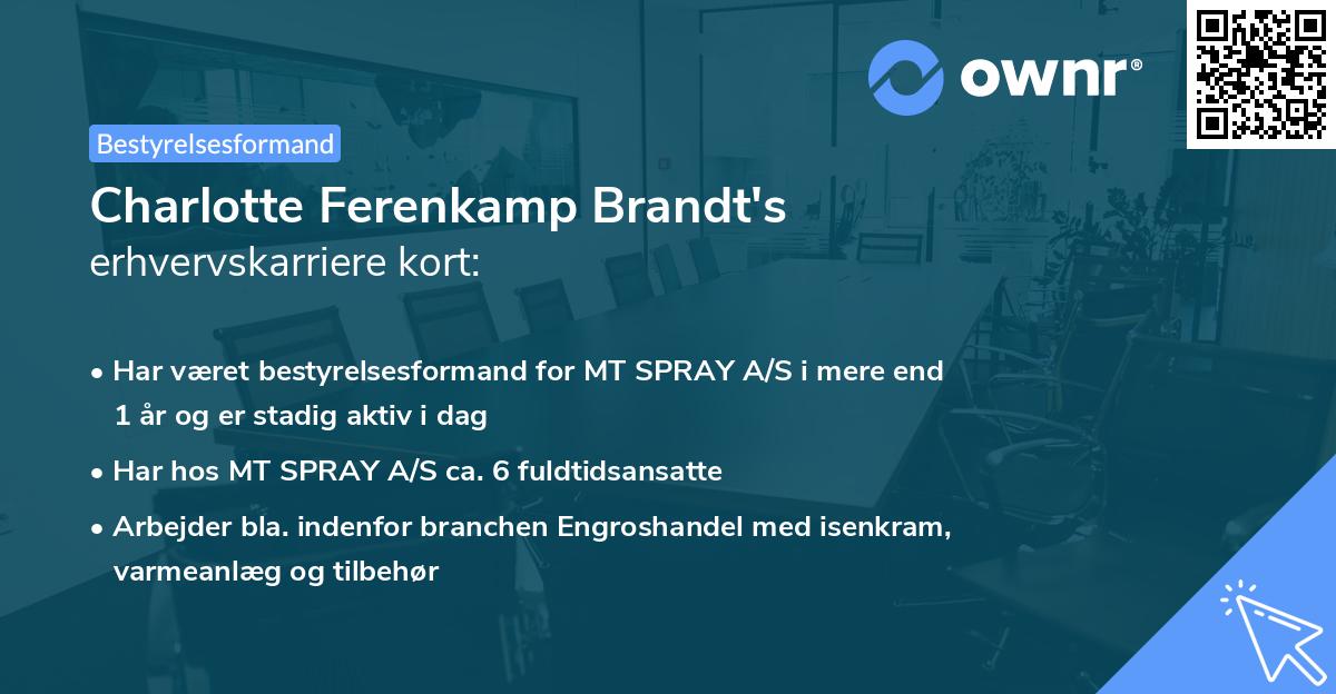 Charlotte Ferenkamp Brandt's erhvervskarriere kort