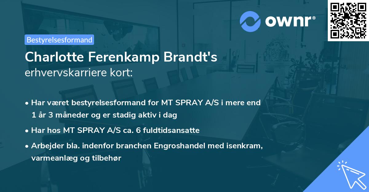 Charlotte Ferenkamp Brandt's erhvervskarriere kort
