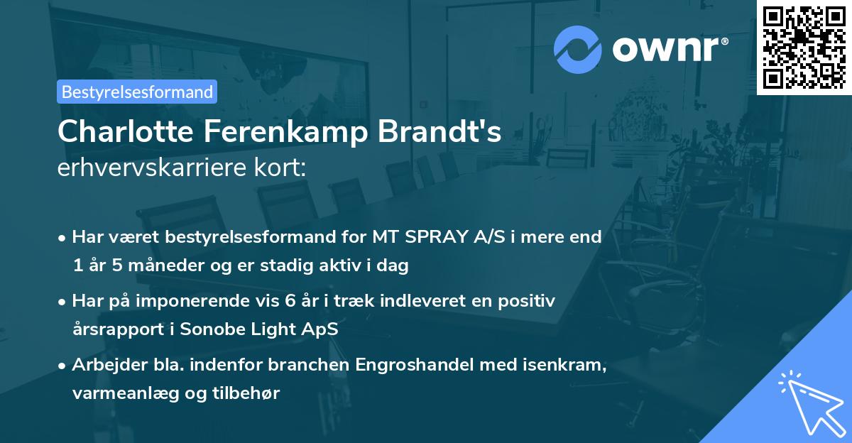 Charlotte Ferenkamp Brandt's erhvervskarriere kort