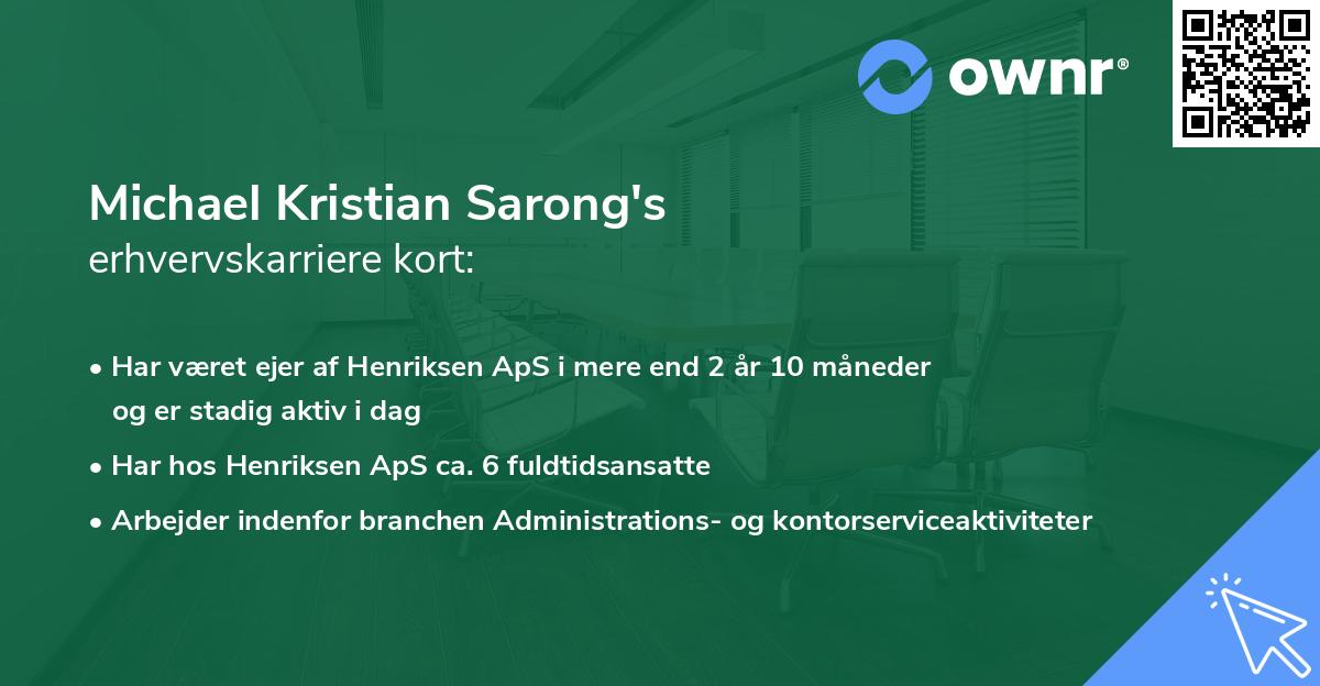 Michael Kristian Sarong's erhvervskarriere kort
