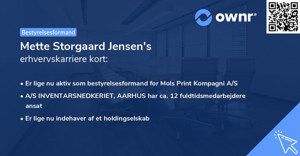 Mette Storgaard Jensen's erhvervskarriere kort