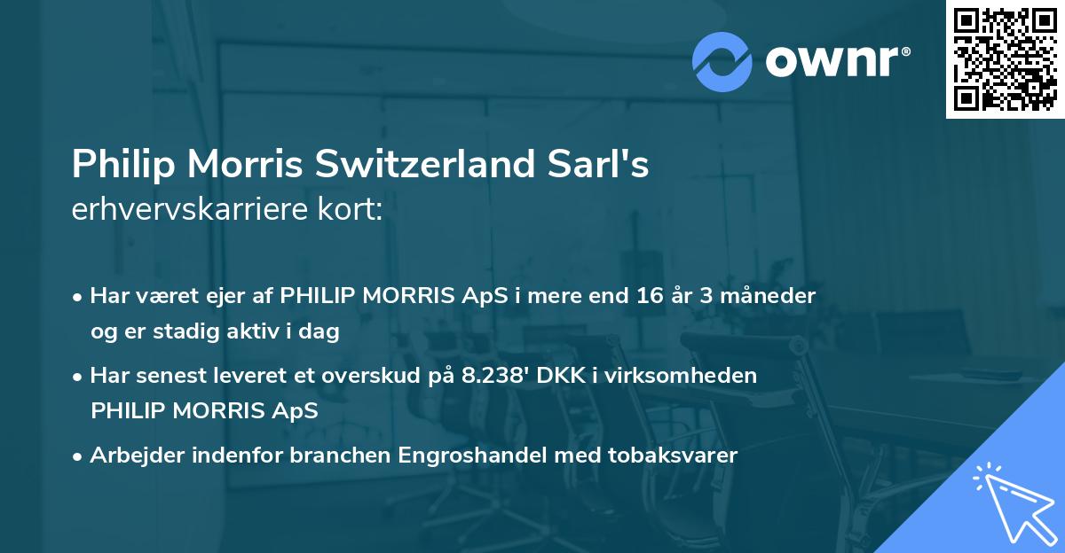 Philip Morris Switzerland Sarl's erhvervskarriere kort