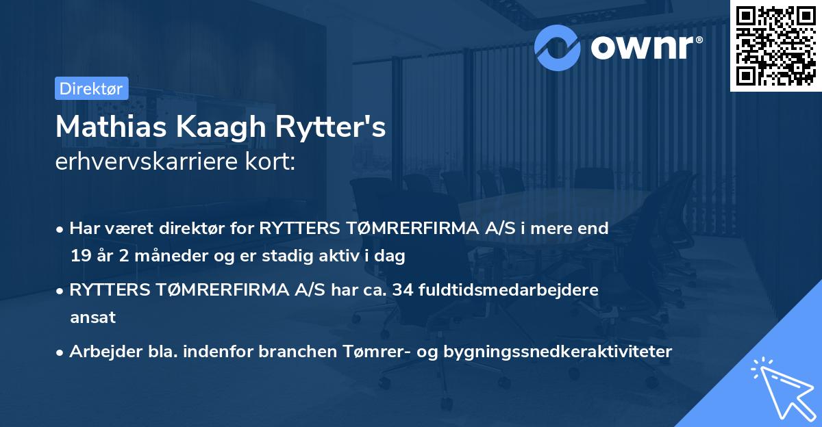 Mathias Kaagh Rytter's erhvervskarriere kort