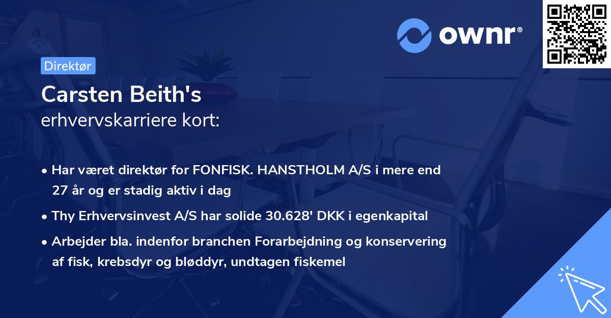 Carsten Beith's erhvervskarriere kort