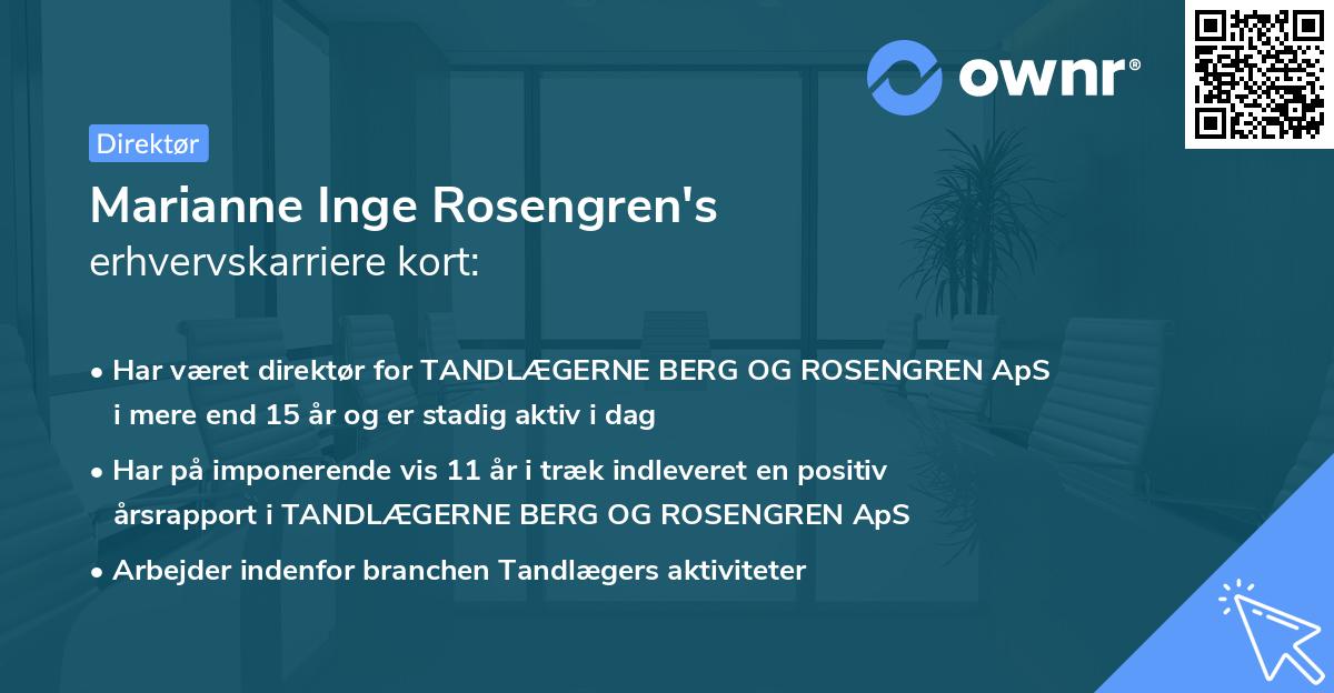 Marianne Inge Rosengren's erhvervskarriere kort