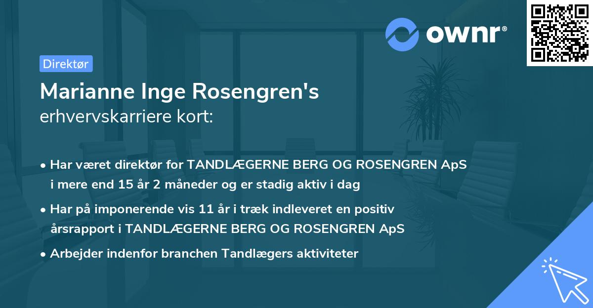 Marianne Inge Rosengren's erhvervskarriere kort
