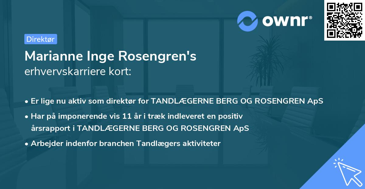 Marianne Inge Rosengren's erhvervskarriere kort