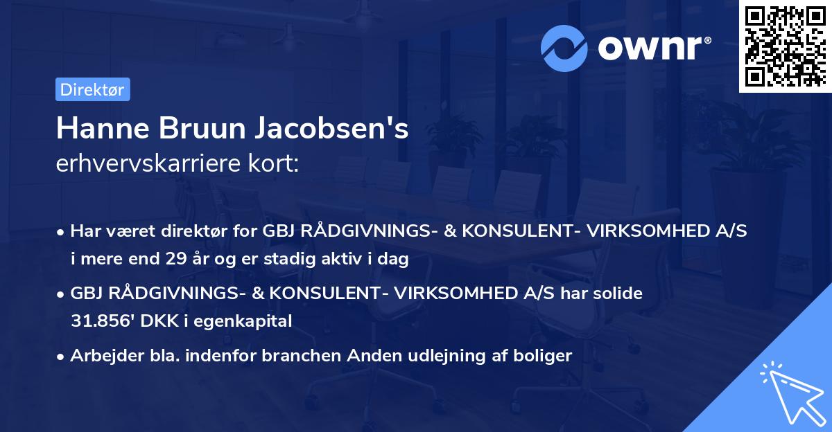 Hanne Bruun Jacobsen's erhvervskarriere kort
