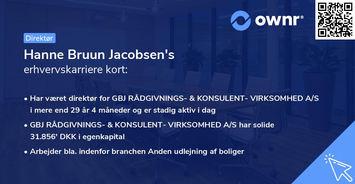 Hanne Bruun Jacobsen's erhvervskarriere kort