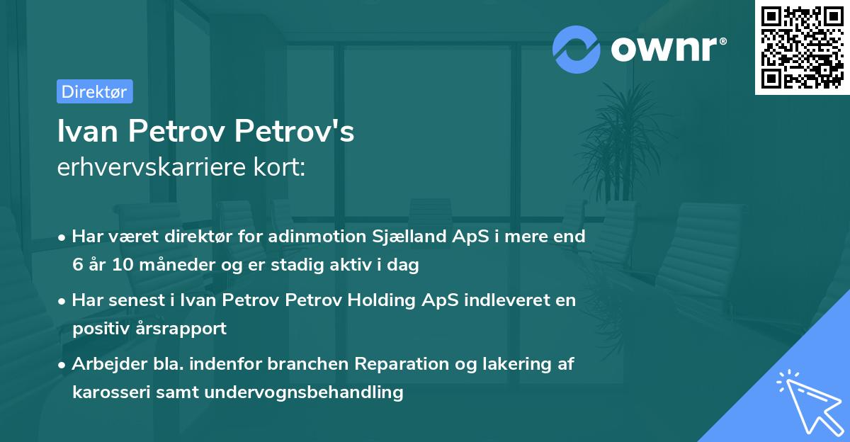 Ivan Petrov Petrov's erhvervskarriere kort