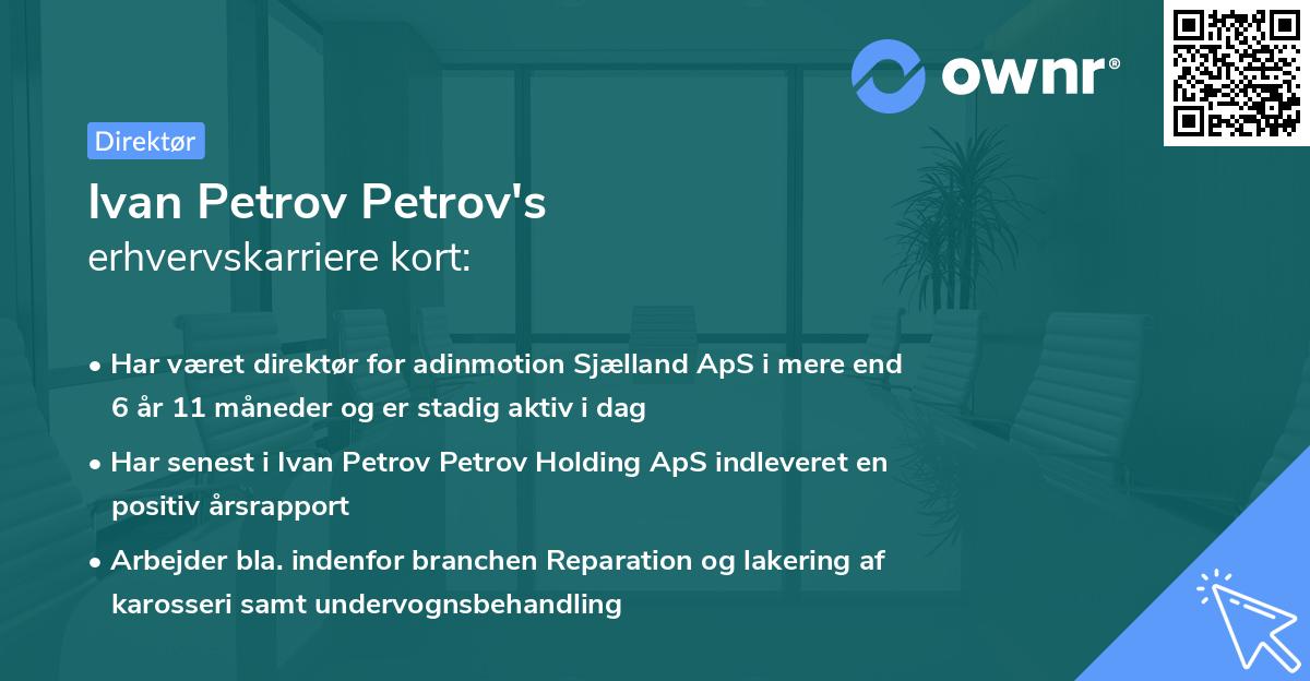 Ivan Petrov Petrov's erhvervskarriere kort