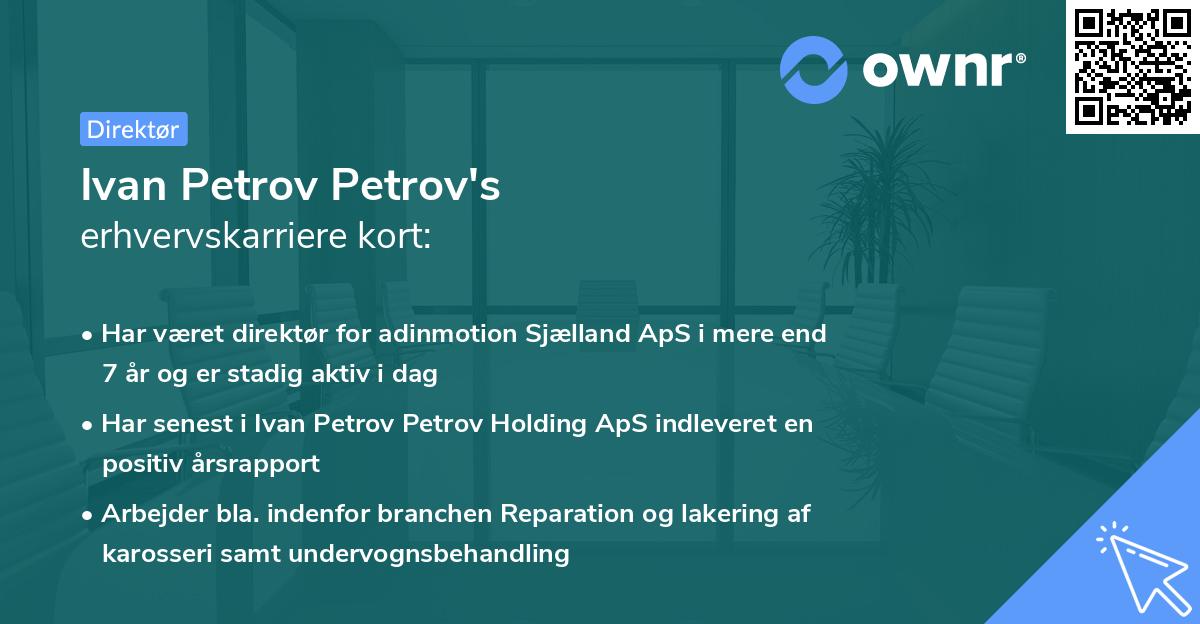 Ivan Petrov Petrov's erhvervskarriere kort
