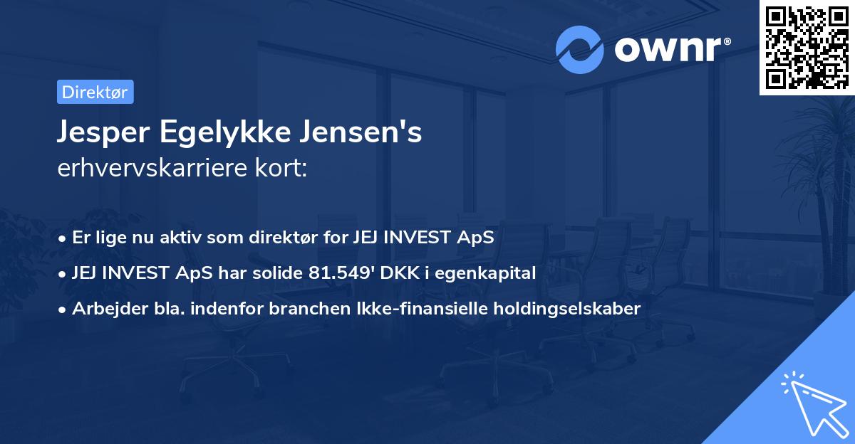Jesper Egelykke Jensen's erhvervskarriere kort