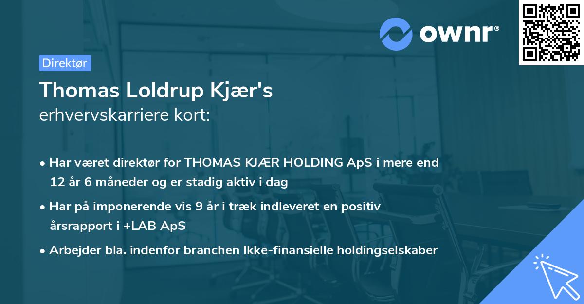 Thomas Loldrup Kjær's erhvervskarriere kort