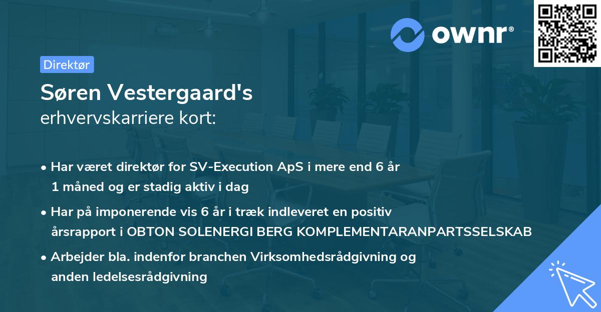 Søren Vestergaard's erhvervskarriere kort