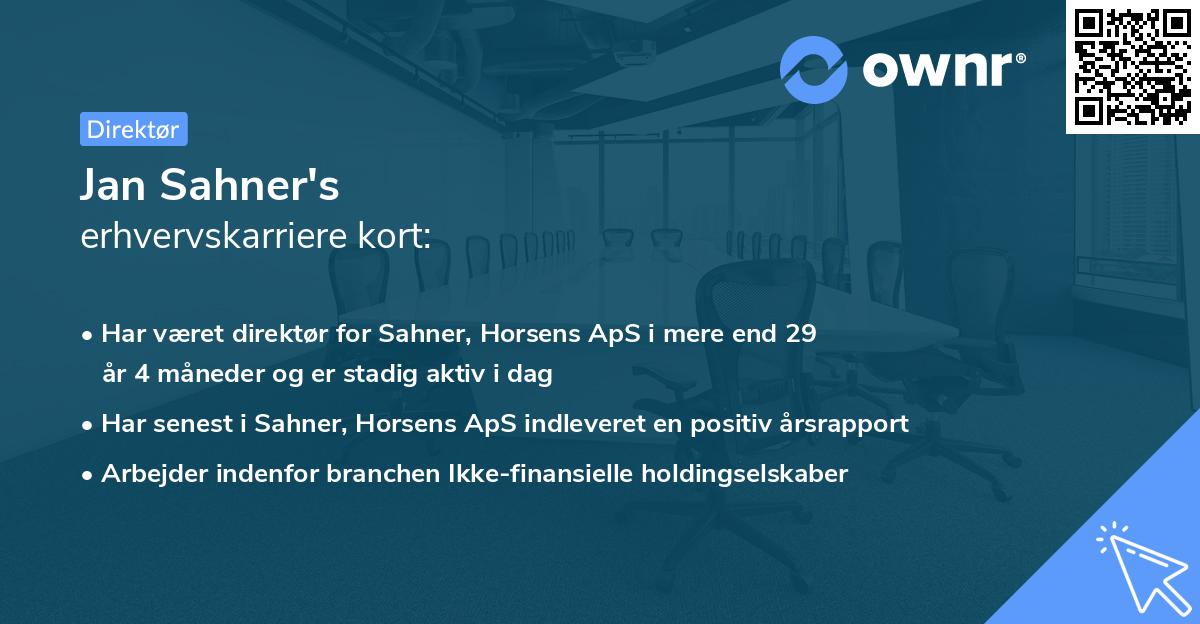 Jan Sahner's erhvervskarriere kort