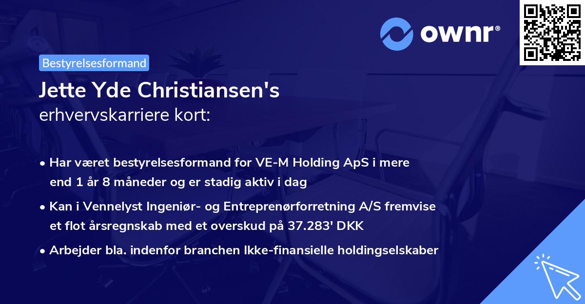 Jette Yde Christiansen's erhvervskarriere kort