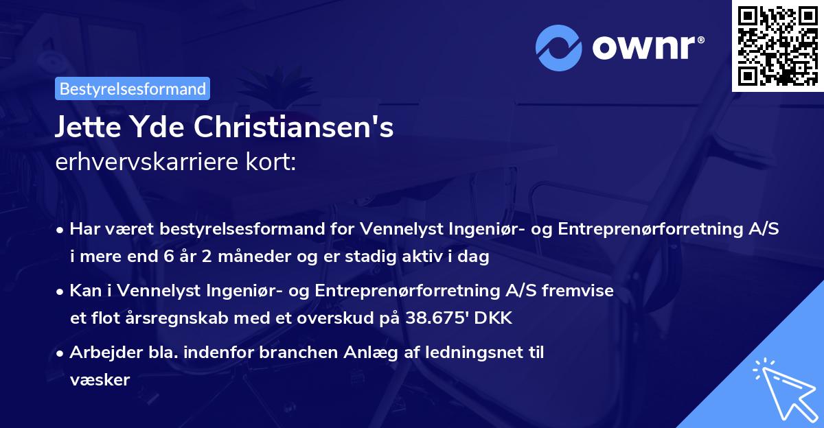 Jette Yde Christiansen's erhvervskarriere kort
