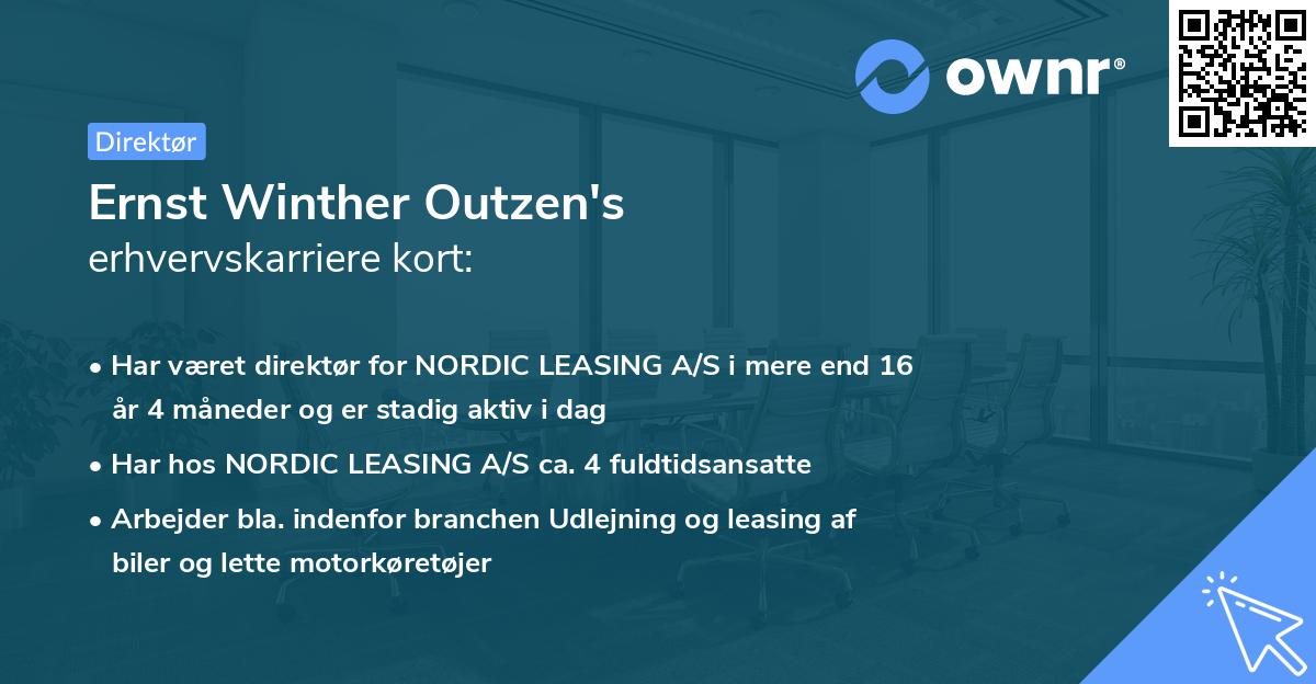 Ernst Winther Outzen's erhvervskarriere kort