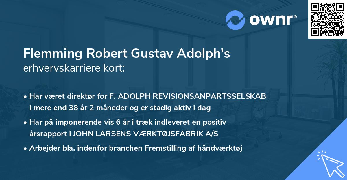 Flemming Robert Gustav Adolph's erhvervskarriere kort