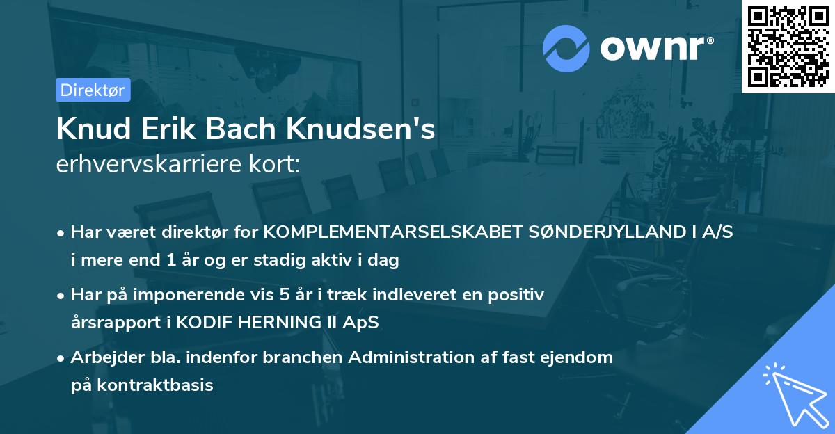 Knud Erik Bach Knudsen's erhvervskarriere kort