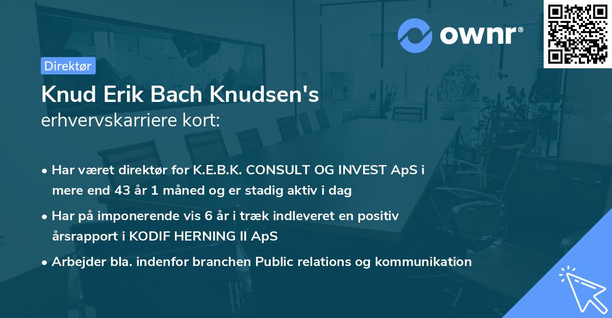 Knud Erik Bach Knudsen's erhvervskarriere kort