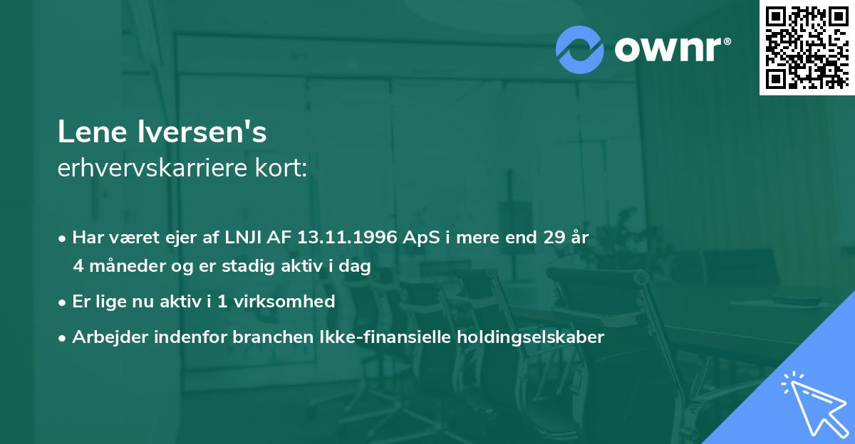 Lene Iversen's erhvervskarriere kort