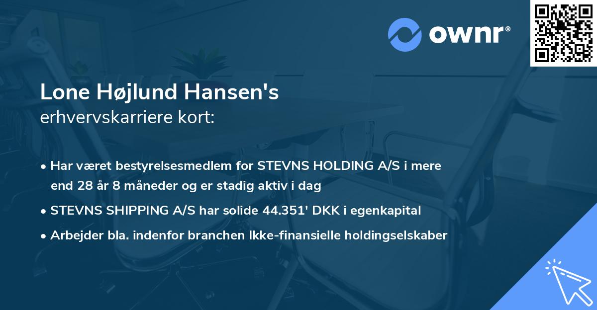 Lone Højlund Hansen's erhvervskarriere kort