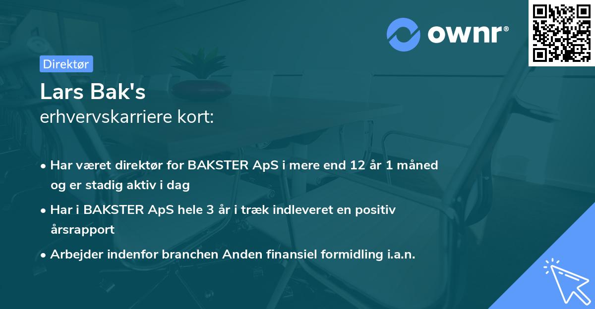 Lars Bak's erhvervskarriere kort
