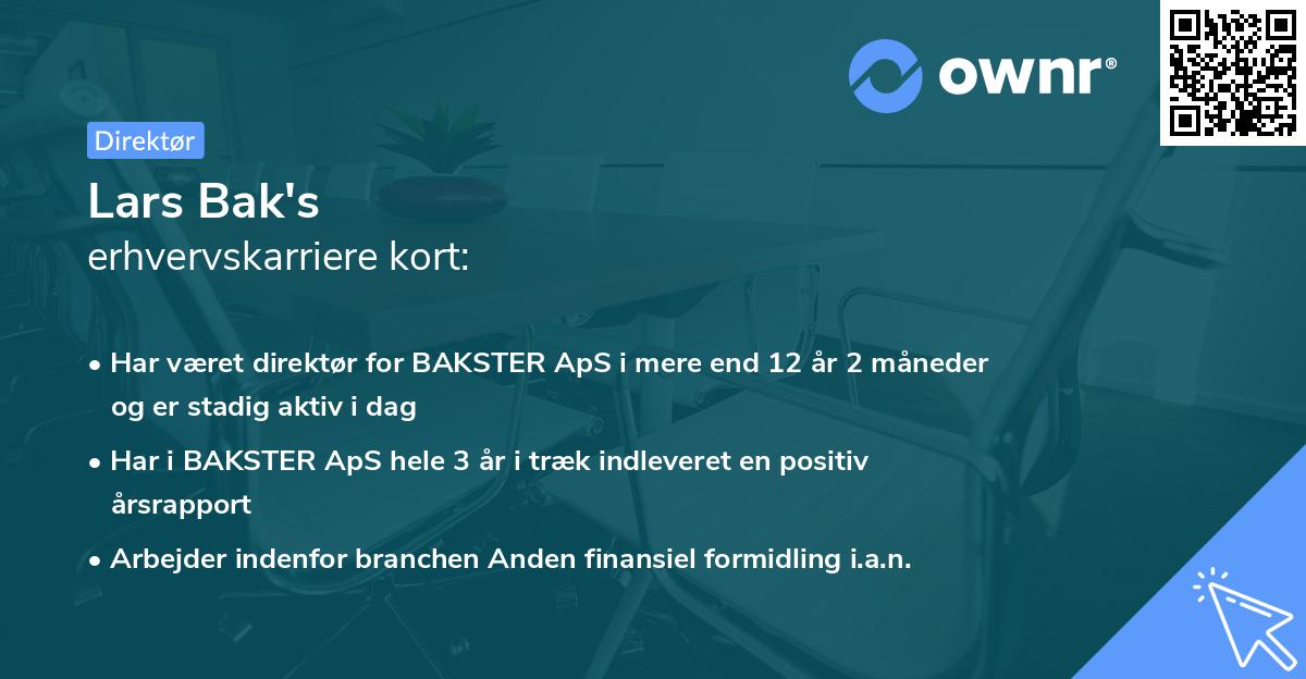 Lars Bak's erhvervskarriere kort