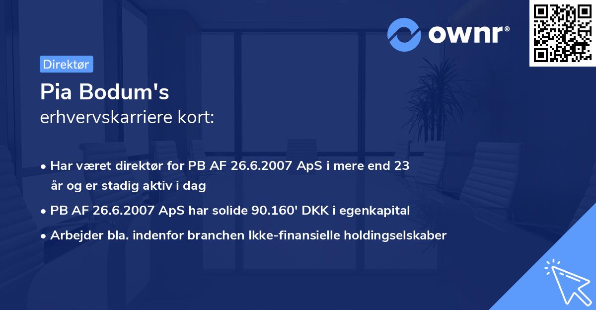 Pia Bodum's erhvervskarriere kort