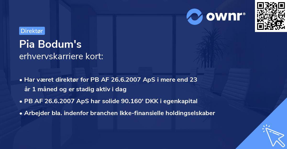 Pia Bodum's erhvervskarriere kort