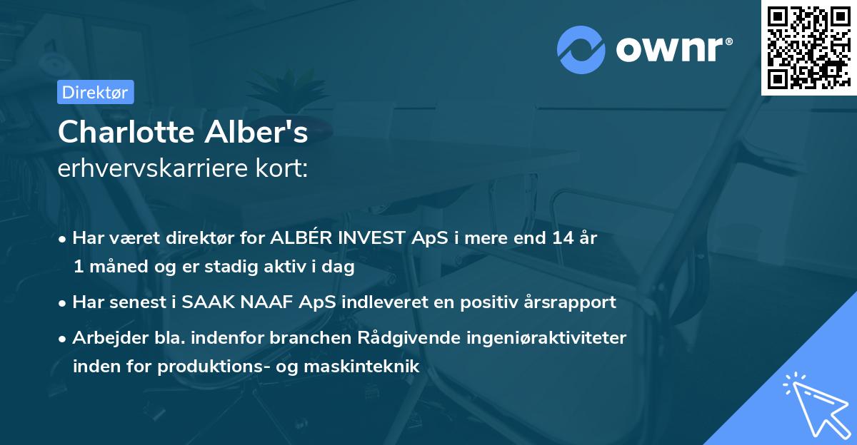 Charlotte Alber's erhvervskarriere kort