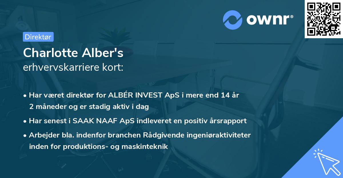Charlotte Alber's erhvervskarriere kort