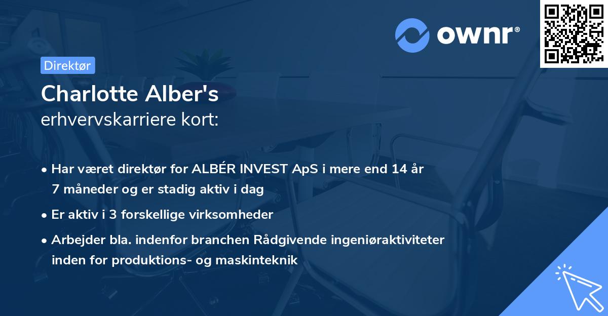 Charlotte Alber's erhvervskarriere kort