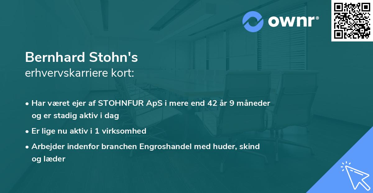 Bernhard Stohn's erhvervskarriere kort