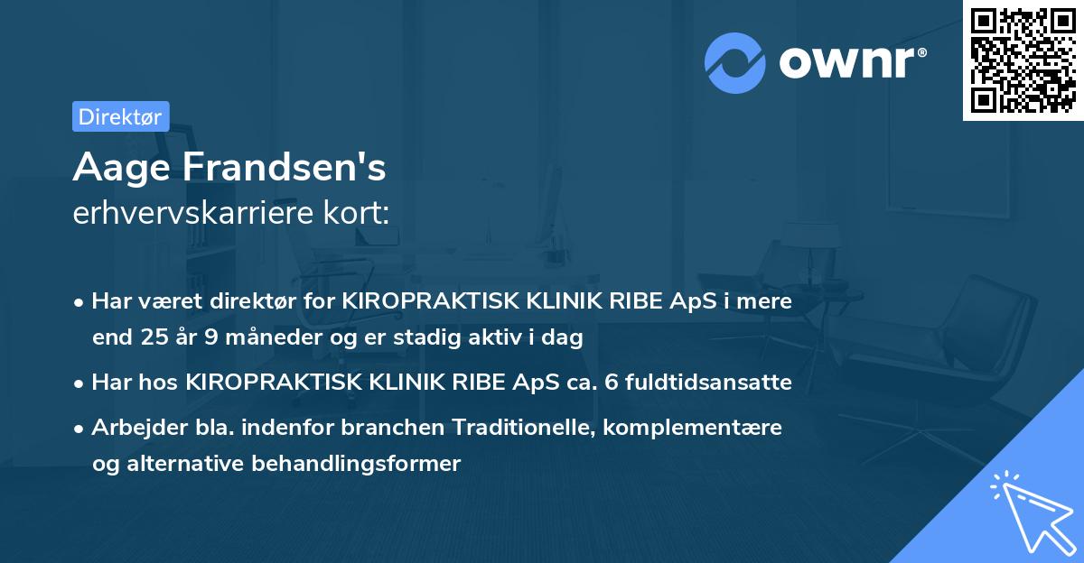 Aage Frandsen's erhvervskarriere kort