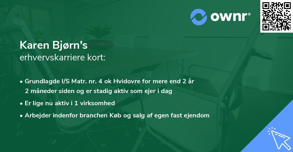 Karen Bjørn's erhvervskarriere kort