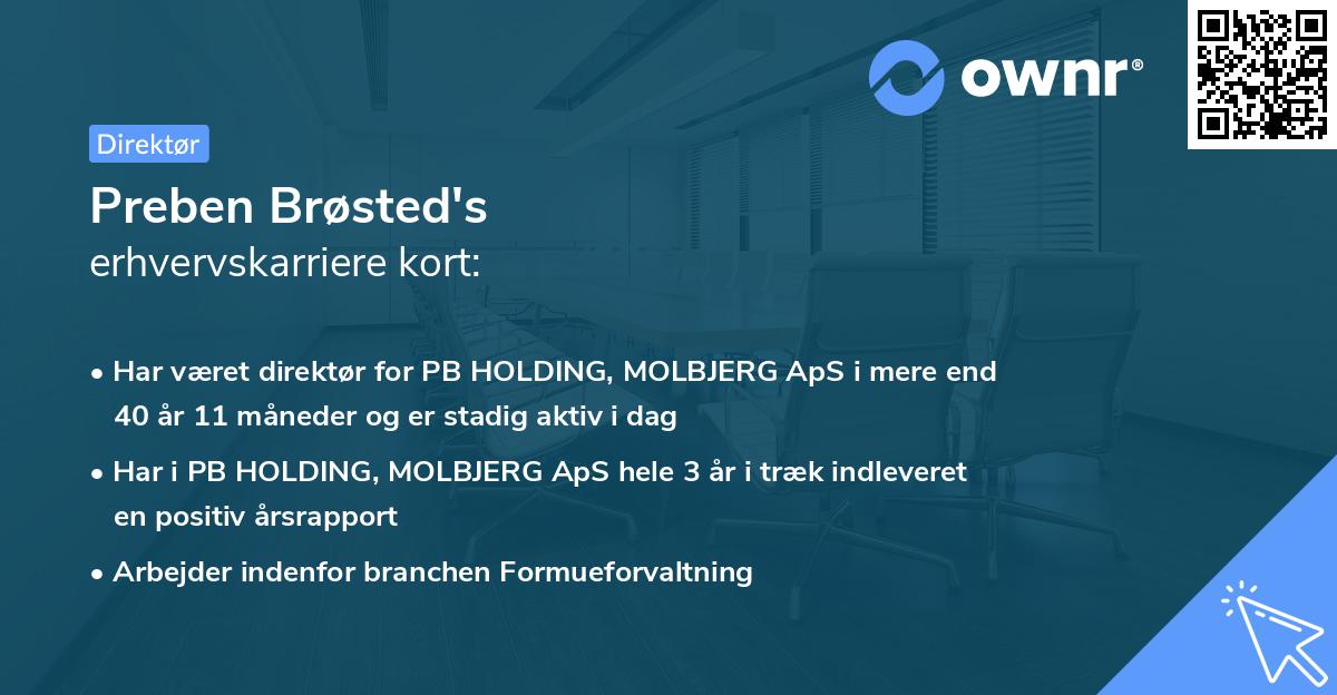 Preben Brøsted's erhvervskarriere kort