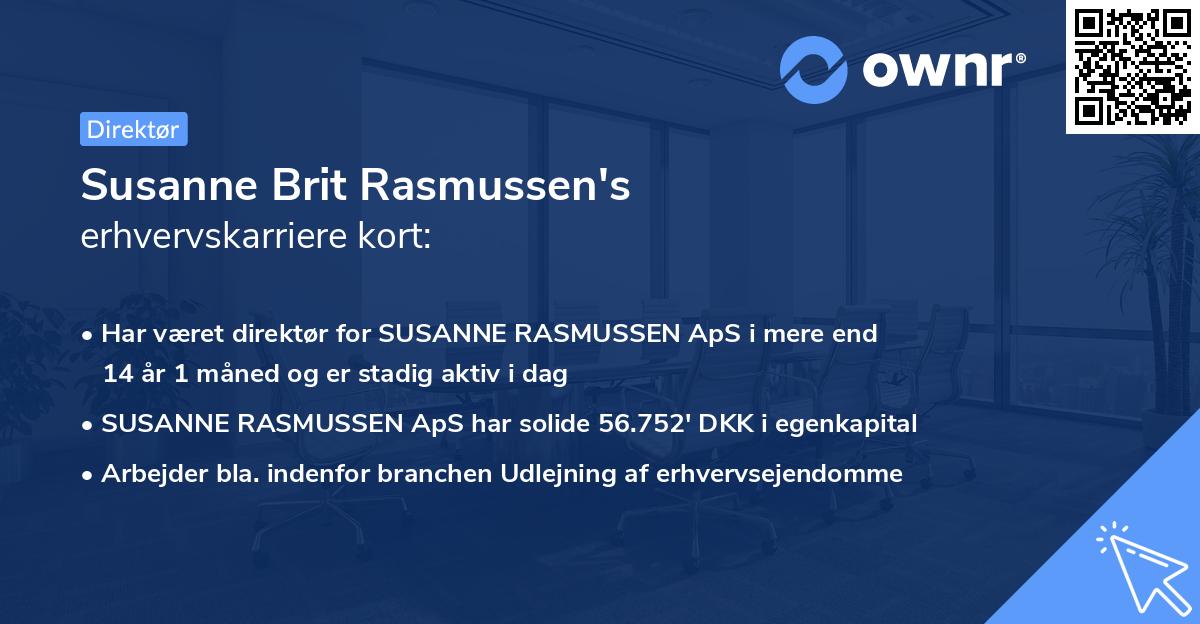 Susanne Brit Rasmussen's erhvervskarriere kort