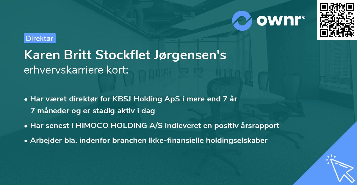 Karen Britt Stockflet Jørgensen's erhvervskarriere kort