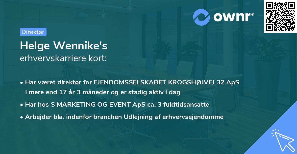 Helge Wennike's erhvervskarriere kort