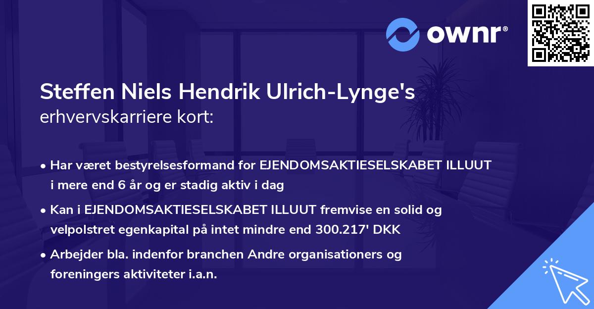 Steffen Niels Hendrik Ulrich-Lynge's erhvervskarriere kort