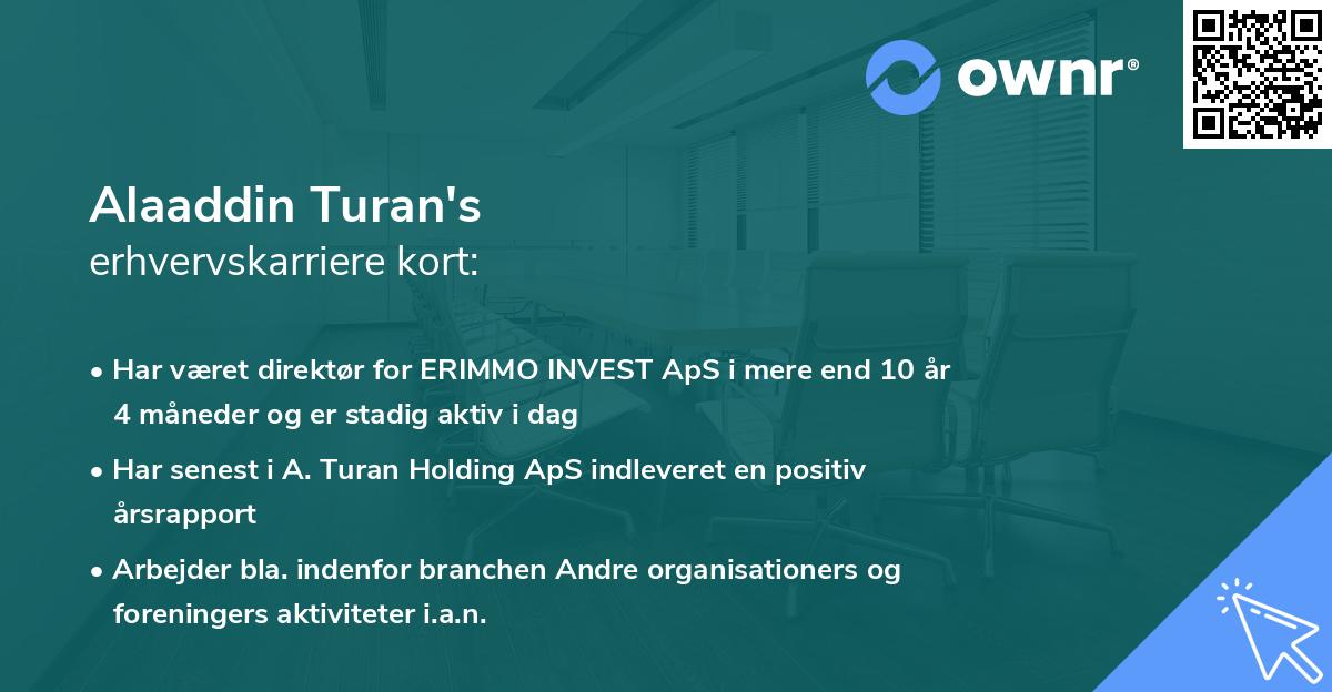 Alaaddin Turan's erhvervskarriere kort