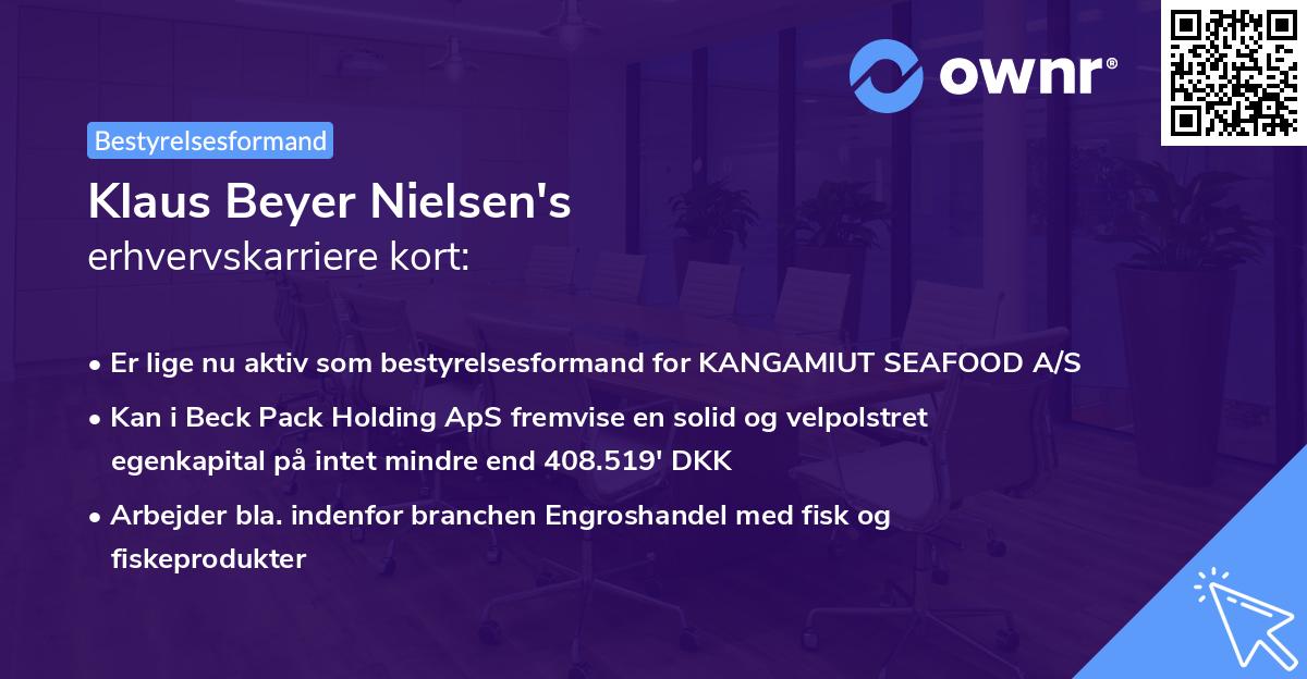 Klaus Beyer Nielsen's erhvervskarriere kort