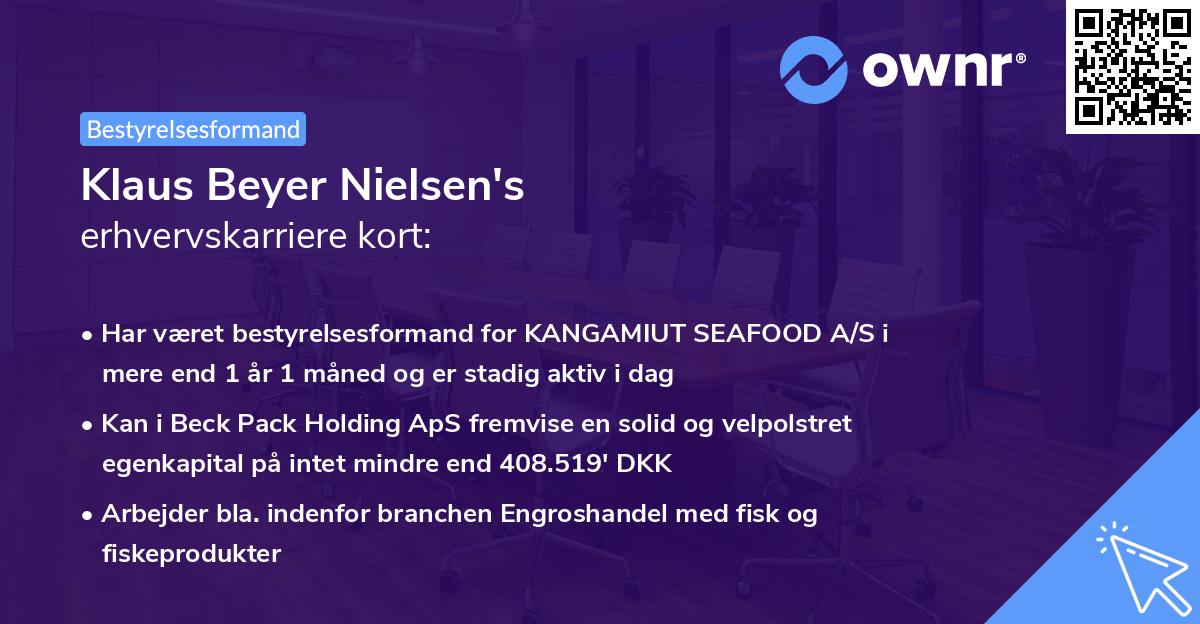Klaus Beyer Nielsen's erhvervskarriere kort