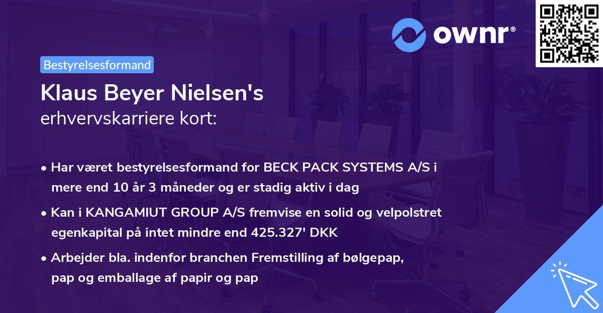 Klaus Beyer Nielsen's erhvervskarriere kort