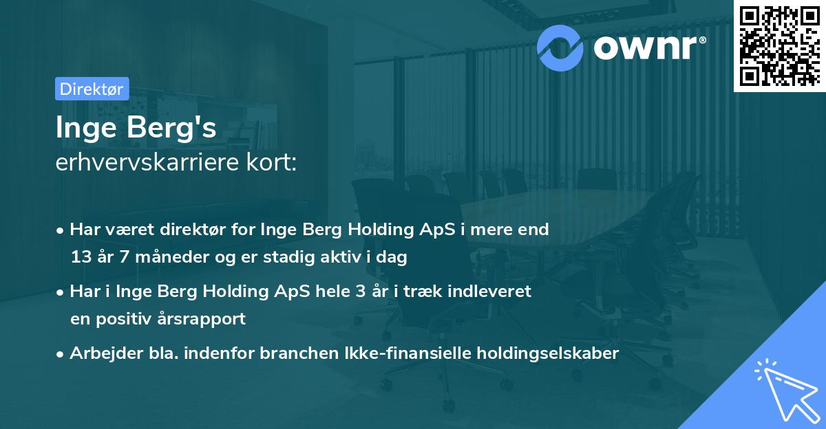 Inge Berg's erhvervskarriere kort