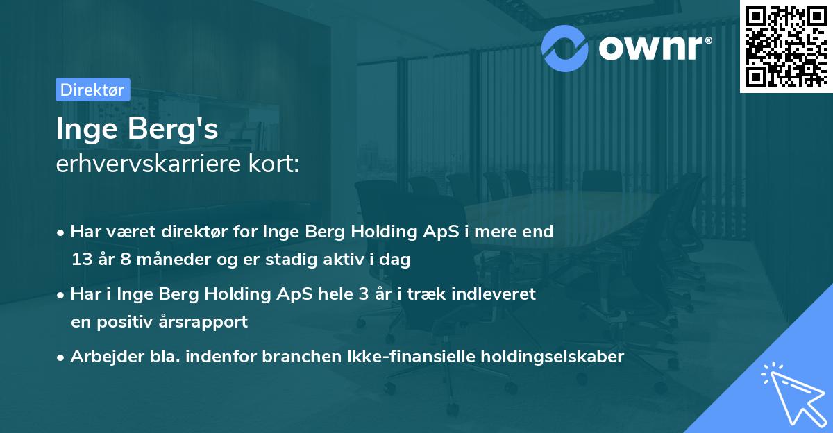 Inge Berg's erhvervskarriere kort
