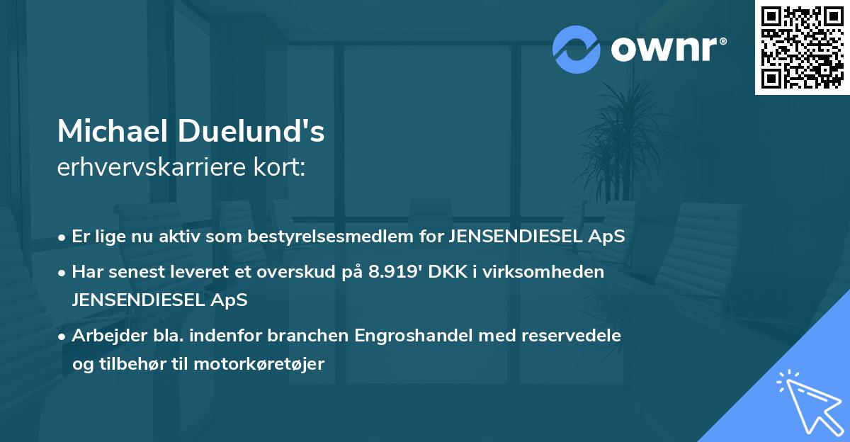 Michael Duelund's erhvervskarriere kort